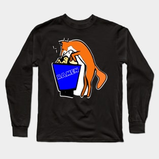 Kawaii Fox eating Ramen Noodles Long Sleeve T-Shirt